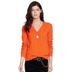 Orange Ralph Lauren cable knit sweater
